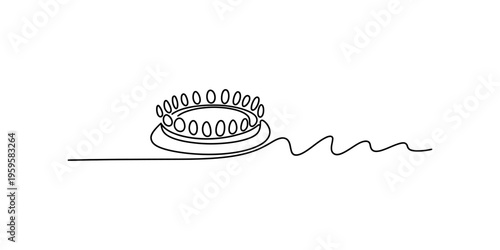 Minimalist one line drawing of a kitchen gas stove burner with flames on a white background