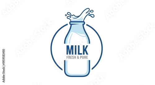 Milk bottle logo with splash.