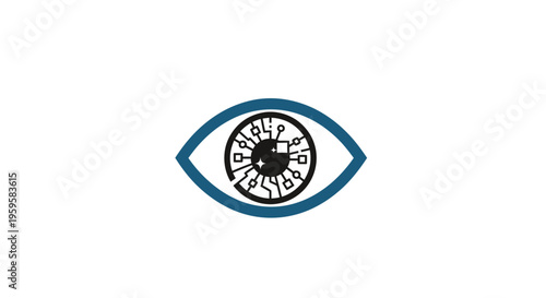 Technological Vision: Digital Eye with Circuit Board Iris