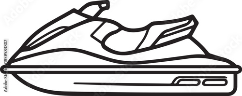 Streamlined Jet Ski, a modern watercraft, depicted in a stylish illustration, perfect for aquatic adventures.