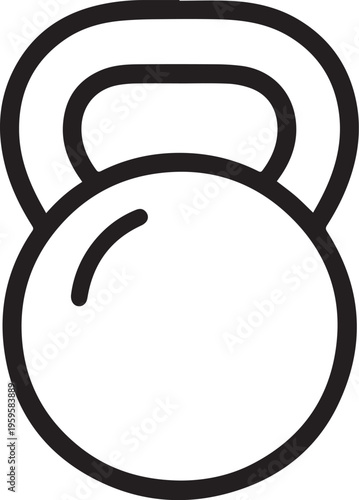 A detailed line drawing presents a classic kettlebell, emphasizing its simple yet functional design. The image captures the essence of strength training and fitness.