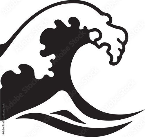 Captivating illustration depicts an elegant ocean wave cresting, embodying the power and serenity of the sea.