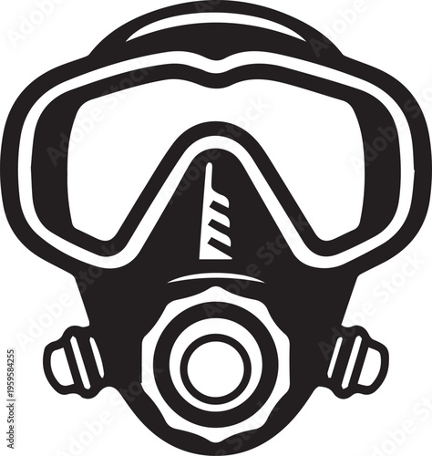 A sleek, monochrome illustration captures the essence of a diving mask, symbolizing exploration and adventure beneath the ocean's surface.