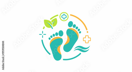 Healthy feet care and wellness with natural elements symbolizing health and healing.