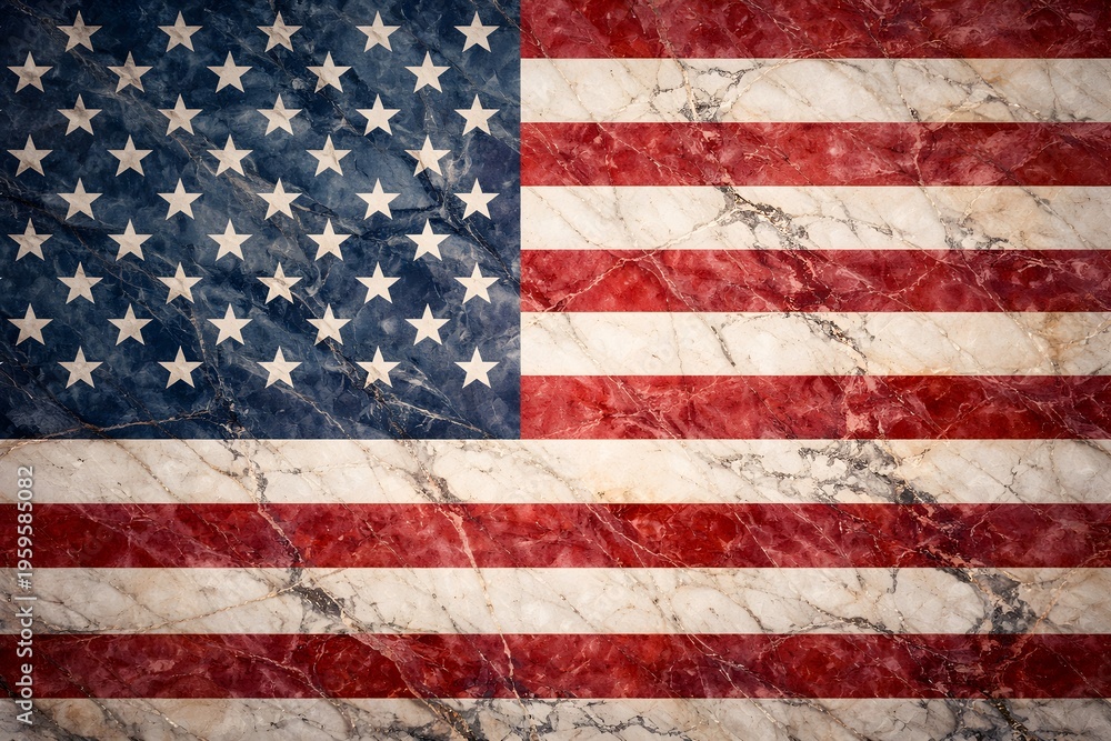 Obraz premium American Flag Marble Stone Texture Background