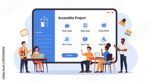 Accessible project team collaboration on large screen device