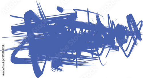 Abstract blue paint brush stroke vector, expressive ink splatter texture, artistic cobalt blue smear for creative graphic design projects