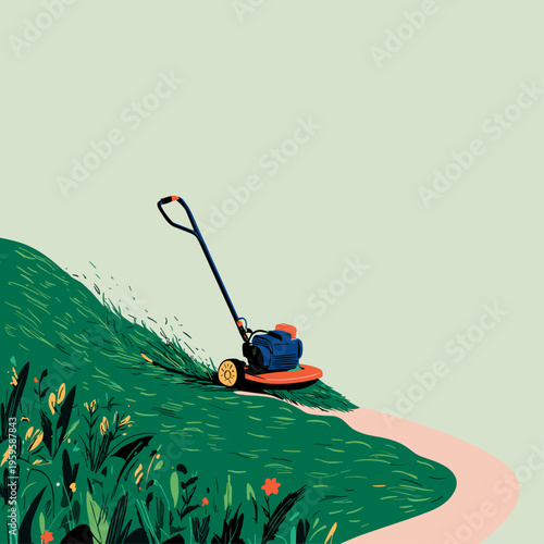 Cordless String Trimmer Trimming Lawn