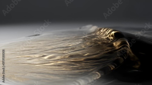 Abstract Slow Motion of Dark Viscous Fluid Rippling With Golden Metallic Reflections