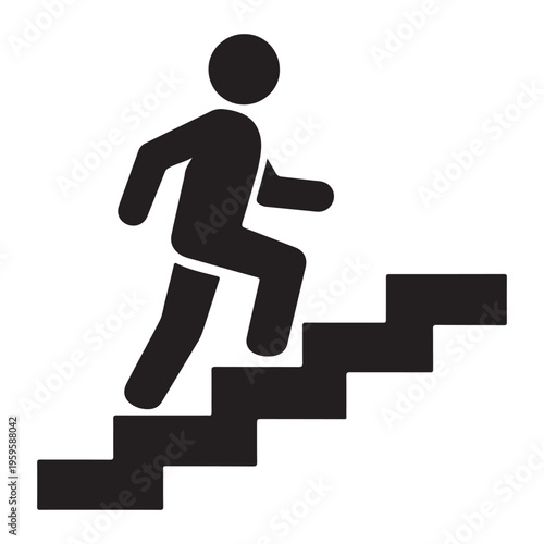 Walking up the stairs or staircase icon vector silhouette  