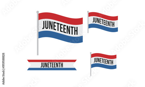 Celebratory juneteenth flags and banner illustration