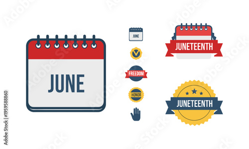 Graphic elements celebrating the significance and observance of juneteenth