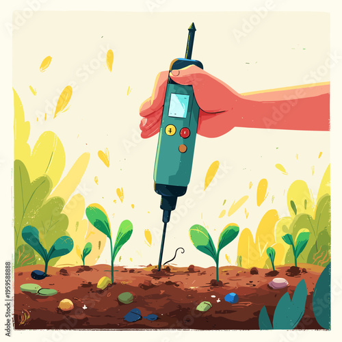 Digital Soil pH Meter in Organic Garden