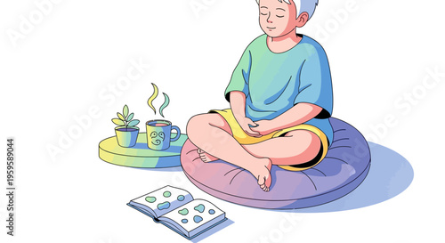 Woman Practicing Yoga Meditation with Props.