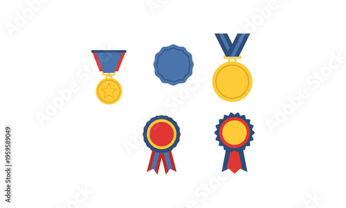Collection of five different types of award icons and badges