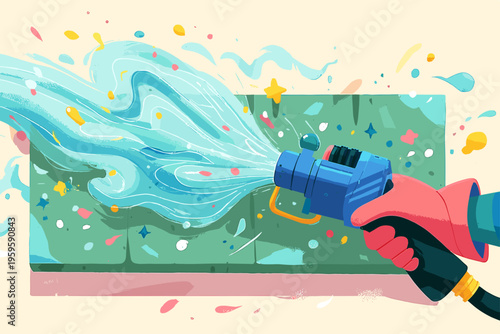 High-Pressure Washer Nozzle Cleaning Action