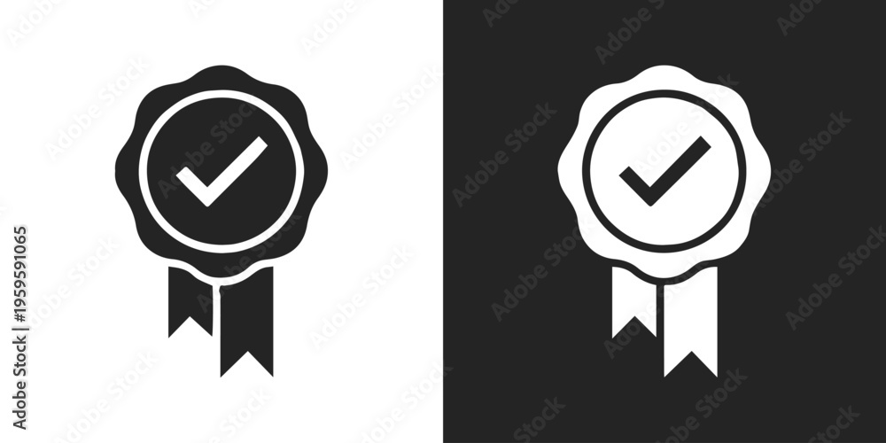 Εκτύπωση καμβά certification ribbon seal with check mark icon minimal vector graphics
