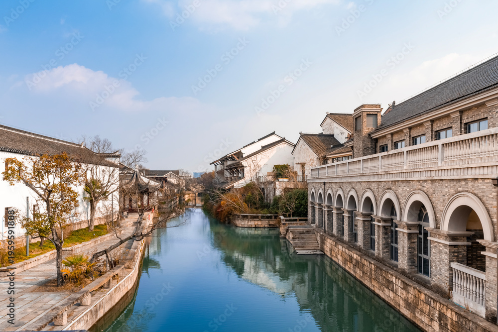 Fototapeta premium Asian Qing Dynasty architectural exterior. Translation: Courtyard
