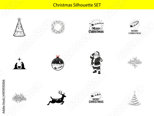 A set of christmas silhouettes for decoration