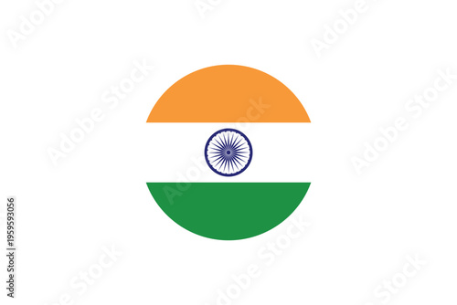 Round India flag icon on white background. Vector illustration