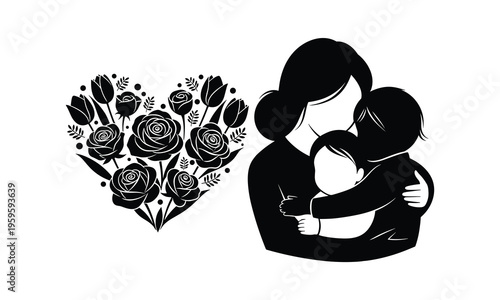 Embrace of love and affection with floral heart symbolizing deep familial bonds