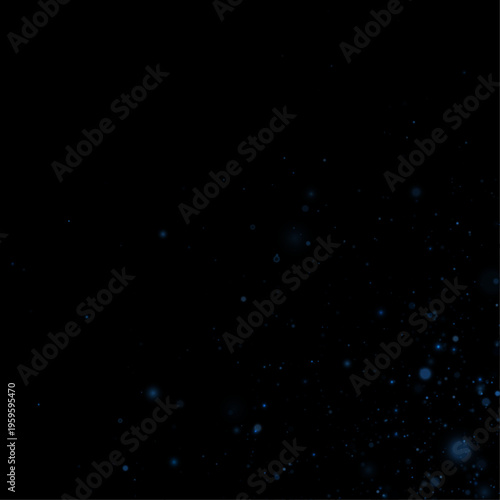 Bright blue particles sparkle softly in space, creating a magical glowing effect. Motion blur adds a smooth flowing feel. Perfect for cosmic or fantasy designs.