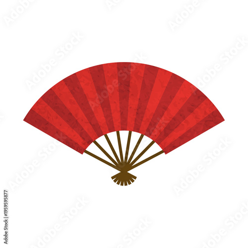 水彩の赤色の扇子のイラスト