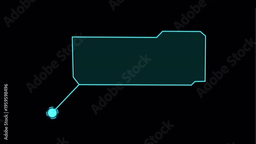 Callout box animation. Futuristic HUD label pointer with connecting line and highlight frame on dark background