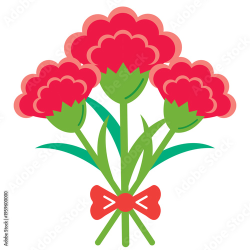 母の日のプレゼント　赤いカーネーションの花束