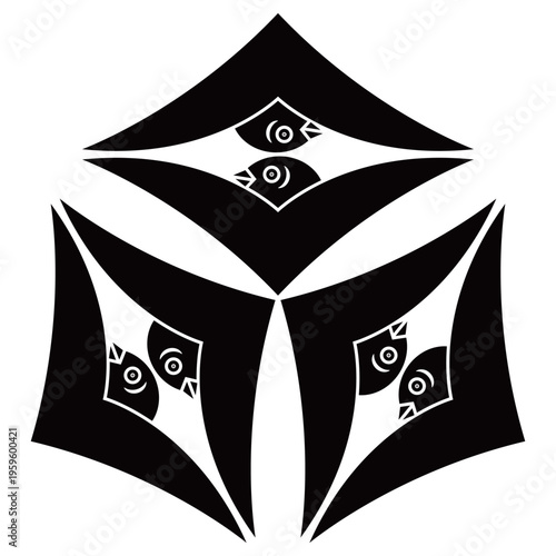 家紋です。三つ寄せ上下対い雁金菱といいます。