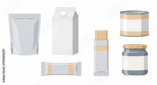 Collection of Various Blank Food and Beverage Packaging Mockups