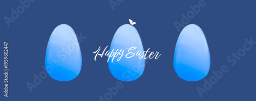 Blue Easter Egg with Cross, Christian Faith Symbol, Minimal Religious Background, Illustration