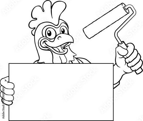 A chicken or rooster painte...