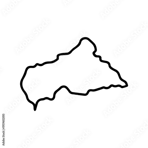 Central African Republic - Solid Black Outline Border Map of