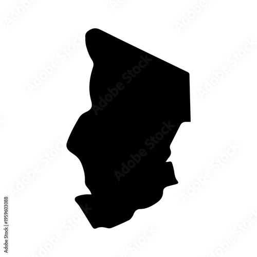 Chad Solid Black Silhouette Map Of Country Area Simple Flat