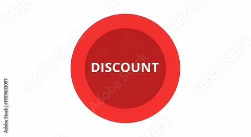 Vibrant Red Circle Discount Button Graphic with White Text