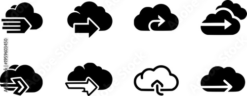 Collection cloud with arrow line icon.