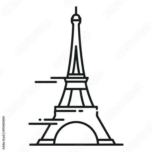 Eiffel tower landmark line icon representing Paris travel tourism architecture concept vector illustration isolated on white background