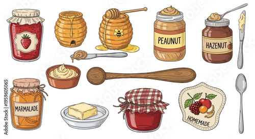 Variety of sweet and savory food items.