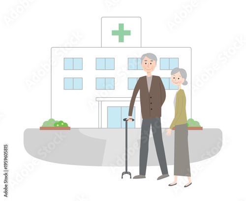 病院に向かうシニア夫婦