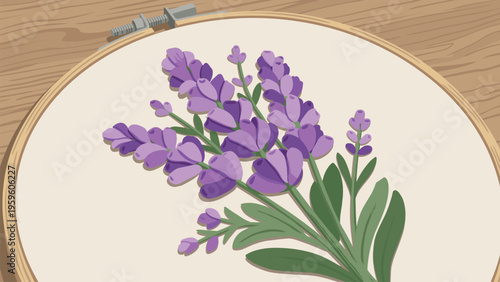 Lavender Embroidery Hoop Art, DIY Craft Project, Floral Needlework Design