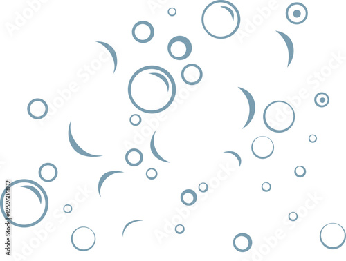 Soap Bubbles Vector Illustration Glossy Blue Floating Water Circles Set