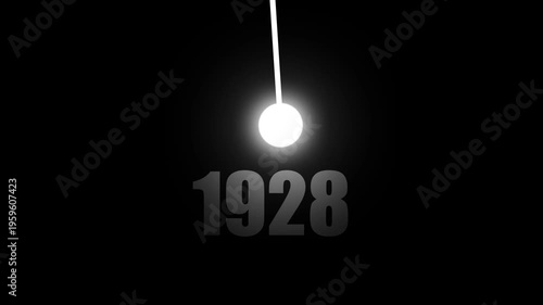 Bright Pendulum Orb and the Year 1928 ball glowing, Futuristic New Year Concept Symbolizing Innovation, Hope, Strategy and Forward Thinking Success