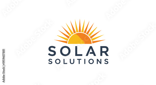 Solar energy logo, sun logo, eco friendly vector, solar solutions icon