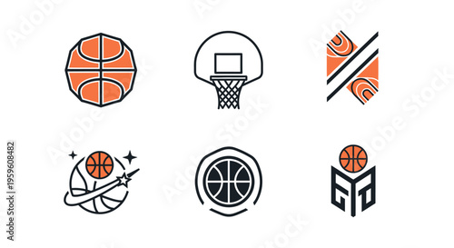 Collection of Basketball Sport Icon Symbols And Emblems For Athletic Design And Sports Branding Elements