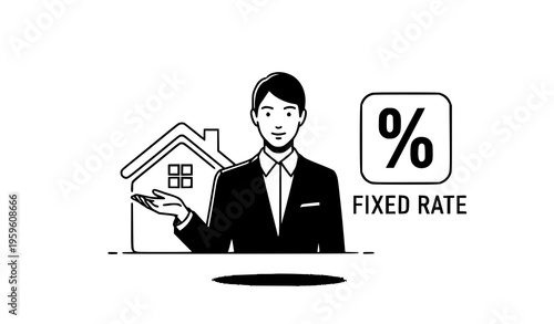 Stable loan mortgage fixed rate real estate vector illustration