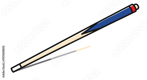 Billiard Cue Stick With Blue Grip and Red Cap For Table Sports Recreation Games And Equipment Concepts