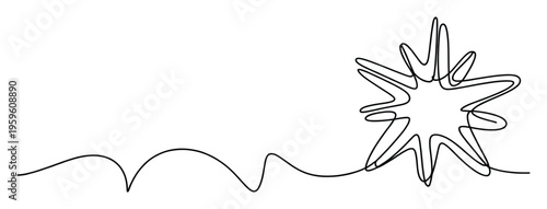 Dynamic continuous line drawing creating an abstract starburst shape, ideal for conveying ideas, energy, or a breakthrough in various business and educational contexts
