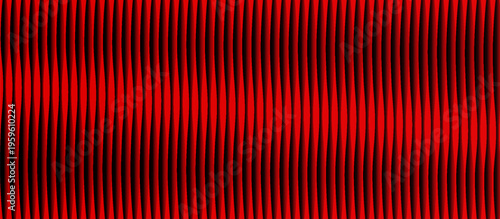 Vertical red line background with wave effect, optical illusion, sharp and contrasting colors