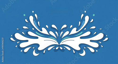 A vector graphic illustration of a white splash on a blue background